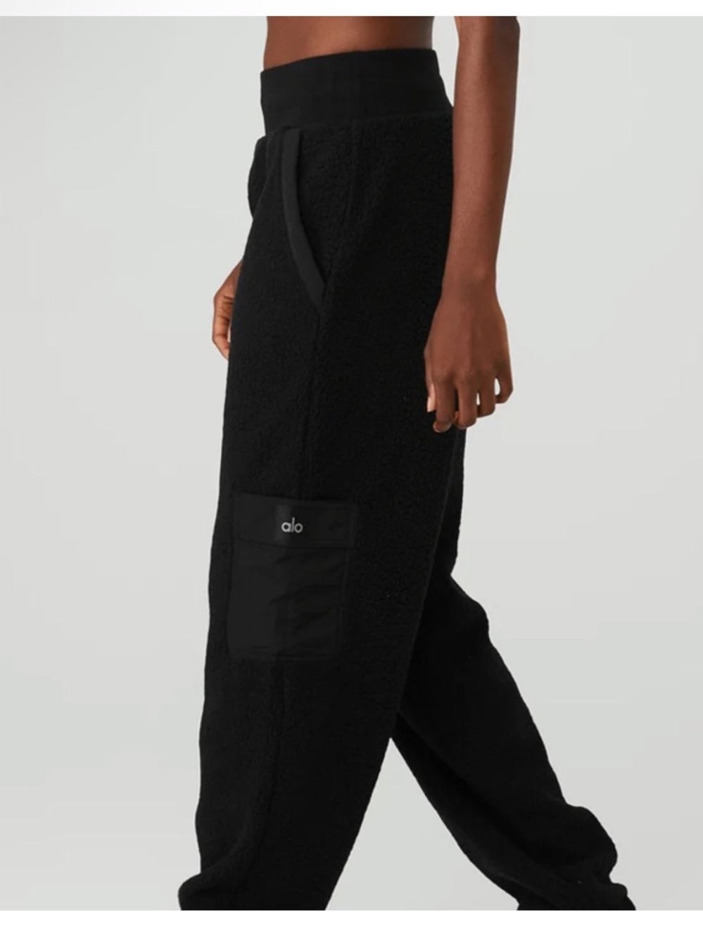 Alo Yoga Black Fleece Jogger Sweatpants Small S Winter Comfy Athleisure Hiking